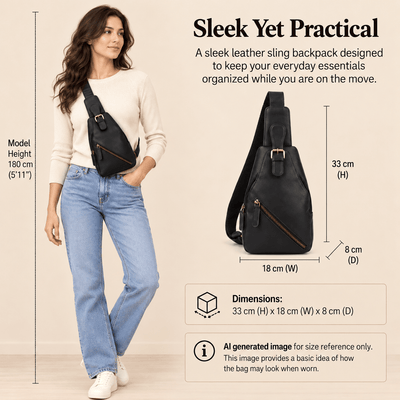 Jasper – Leather Crossbody Sling Bag Black - Greenwood Leather