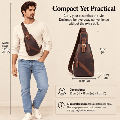 Jasper – Vintage Leather Crossbody Sling Bag Brown - Greenwood Leather