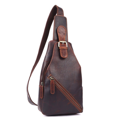 Jasper – Vintage Leather Crossbody Sling Bag for Men Brown - Greenwood Leather