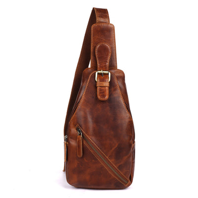 Jasper – Vintage Leather Crossbody Sling Bag for Men Tan - Greenwood Leather