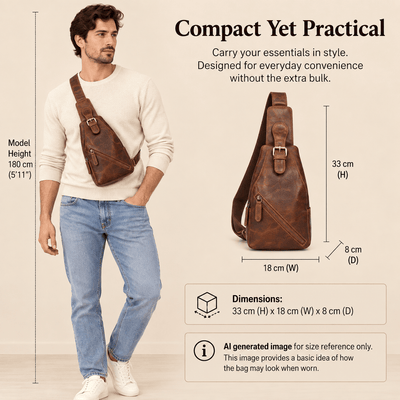 Jasper – Vintage Leather Crossbody Sling Bag for Men Tan - Greenwood Leather