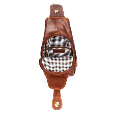 Jasper – Vintage Leather Crossbody Sling Bag for Men Tan - Greenwood Leather