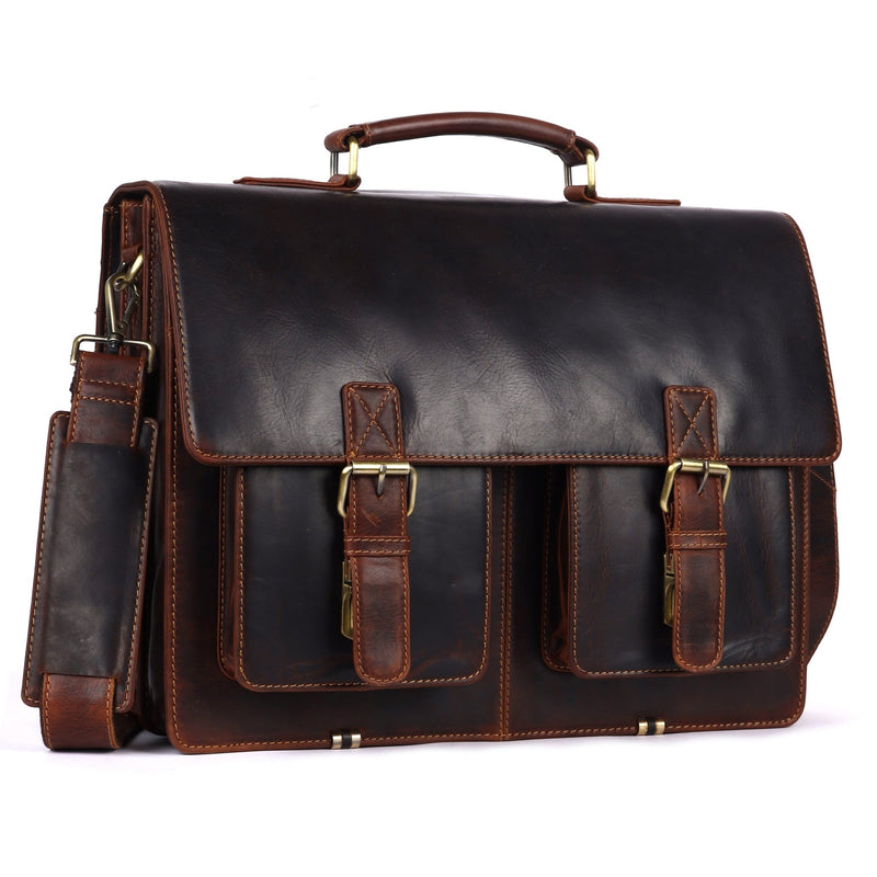 Josh Full-Grain Leather Briefcase – Large Business Bag - Greenwood Leather - Greenwood Leather