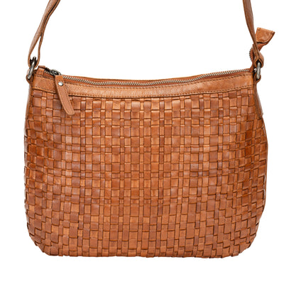 The Winslow Shoulder Bag — Vintage Woven Leather Crossbody (Cognac)