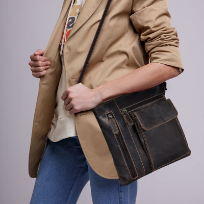 Ladies Cross Body Leather Bag Lucy - Brown - Greenwood Leather
