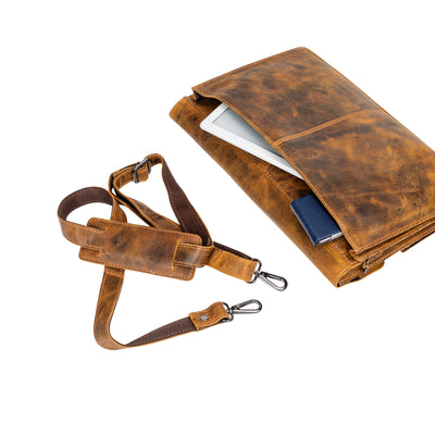 LEATHER LAPTOP SLEEVE WITH STRAP - Maverick - Leather Greenwood Bag | The Greenwood Leather Online Shop Australia