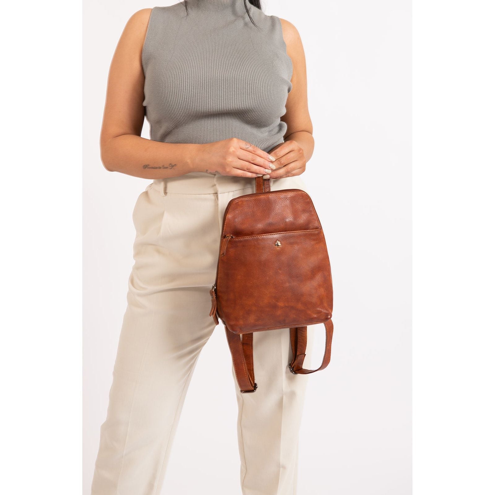 Leather Backpack Perth - Cognac - Greenwood Leather