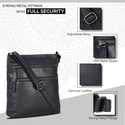 Leather Crossbody Purse - Black - Greenwood Leather