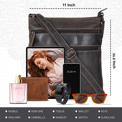 Leather Crossbody Purse - Brown - Greenwood Leather