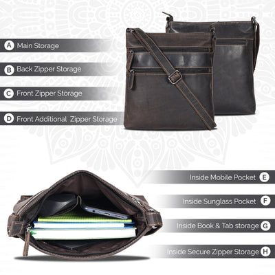 Leather Crossbody Purse - Brown - Greenwood Leather
