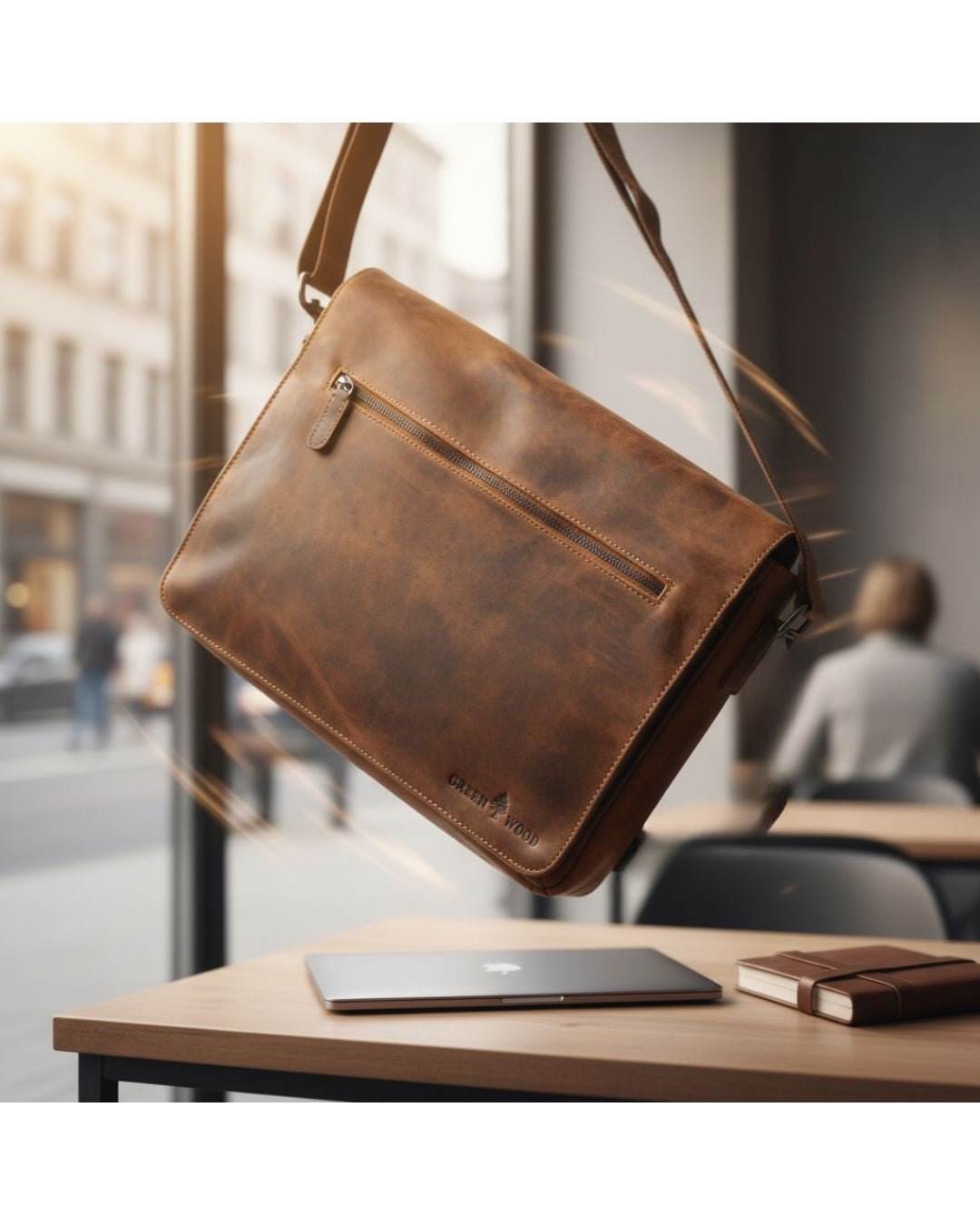 Leather Laptop Bag Berlin - Sandel - Greenwood Leather