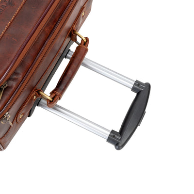 Leather Pilot Briefcase With Wheels Marino - Greenwood Leather