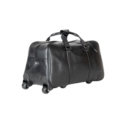 Leather Trolley Travelbag Black Voyager - Greenwood Leather