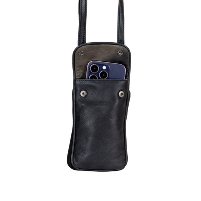 Leather Phone Bag Elk - Black - Greenwood Leather
