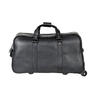 Leather Trolley Travelbag Black Voyager - Greenwood Leather