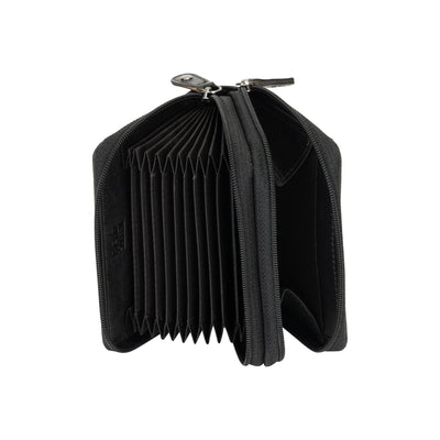 Leather Zip Card Wallet Nolan Black - Greenwood Leather