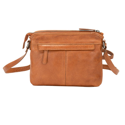 Mila – Diamond Weave Leather Crossbody Bag (Cognac)