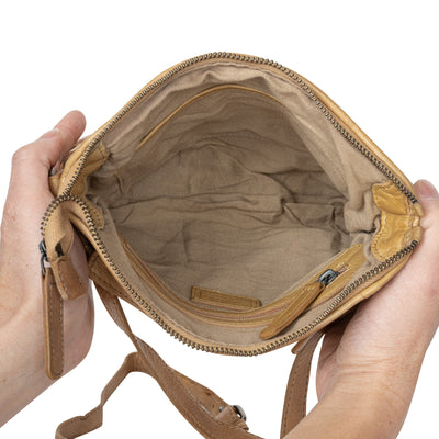Mila – Diamond Weave Leather Crossbody Bag (Beige)