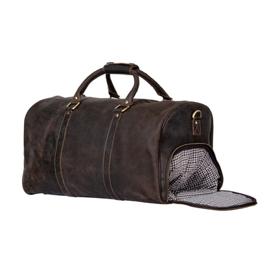 Leather Overnight Bag Milan - Rugged Leather - Brown - Greenwood Leather