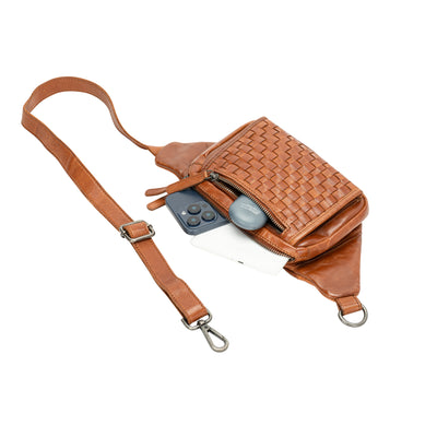 The Rambler Bum Bag β Vintage Tan Leather Waist Bag with Crossbody Strap