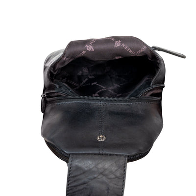 Ranger Black Leather Sling Bag – Chest Crossbody - Greenwood Leather