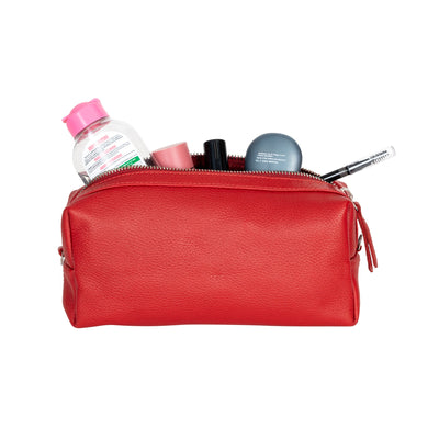 Ruby Luxe Leather Cosmetic Case Red - Greenwood Leather