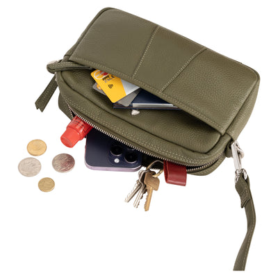 Elora Mini Crossbody – Olive Green Leather Bag - Greenwood Leather