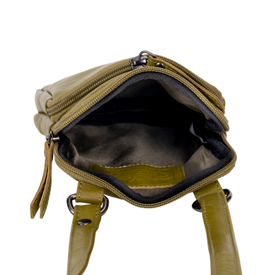Greenwood Oslo Compact Crossbody – Olive Green Leather - Greenwood Leather