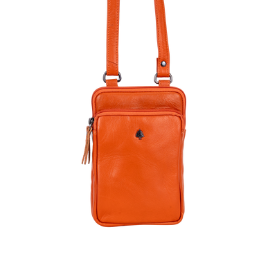 Greenwood Oslo Compact Crossbody – Orange Leather - Greenwood Leather