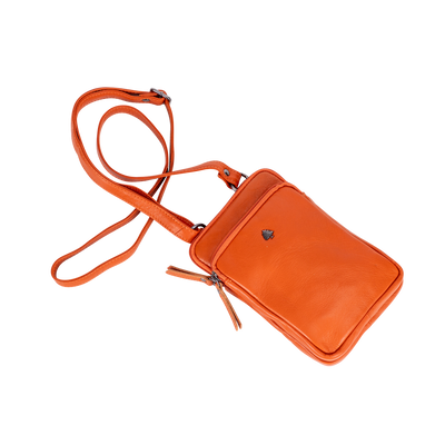 Greenwood Oslo Compact Crossbody – Orange Leather - Greenwood Leather