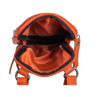 Greenwood Oslo Compact Crossbody – Orange Leather - Greenwood Leather
