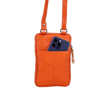 Greenwood Oslo Compact Crossbody – Orange Leather - Greenwood Leather