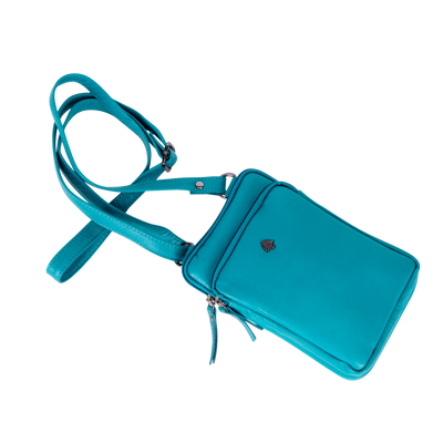 Greenwood Oslo Compact Crossbody – Turquoise Leather - Greenwood Leather
