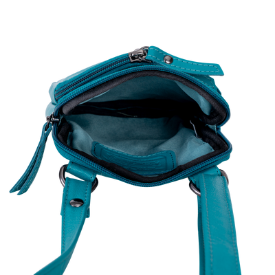 Greenwood Oslo Compact Crossbody – Turquoise Leather - Greenwood Leather