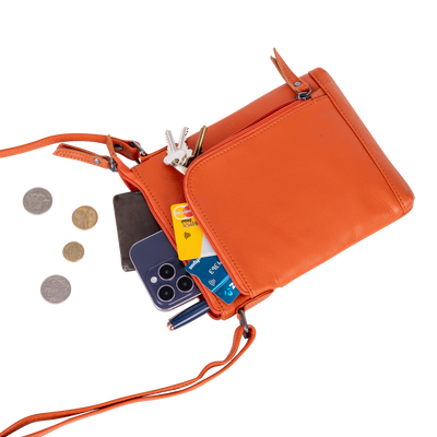 Greenwood Siena Mini Crossbody – Orange Leather - Greenwood Leather