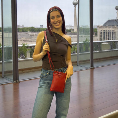 Greenwood Siena Mini Crossbody – Red Leather - Greenwood Leather