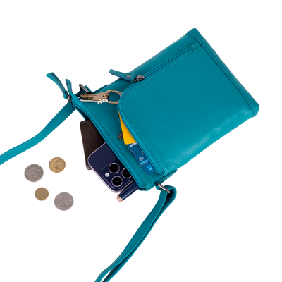 Greenwood Siena Mini Crossbody – Turquoise Leather - Greenwood Leather
