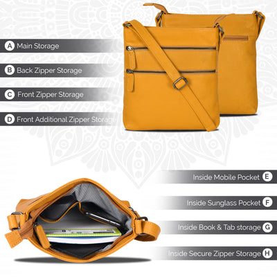 Leather Crossbody Purse - Yellow - Leather Greenwood Bag | The Greenwood Leather Online Shop Australia