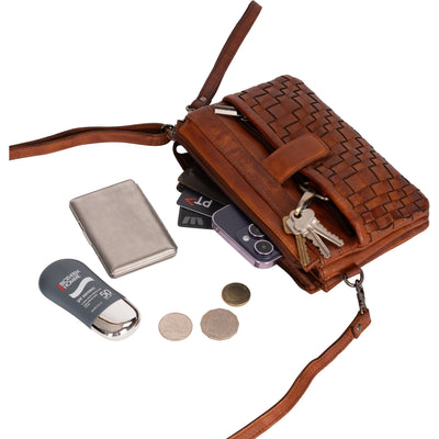 Leather Shoulder Bag Cherry - Cognac - Greenwood Leather