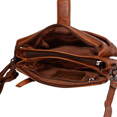 Leather Shoulder Bag Cherry - Cognac - Greenwood Leather