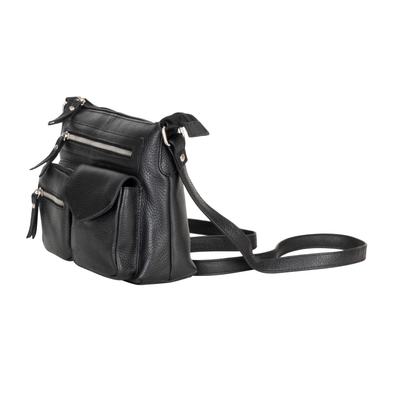 Mila Multi-Pocket Leather Crossbody Bag – Classic Black - Greenwood Leather