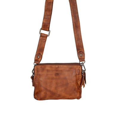 The Elena | Women's Cognac Washed Leather Crossbody Bag | Greenwood Leather - Greenwood Leather