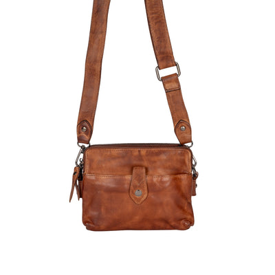 The Elena | Women's Cognac Washed Leather Crossbody Bag | Greenwood Leather - Greenwood Leather