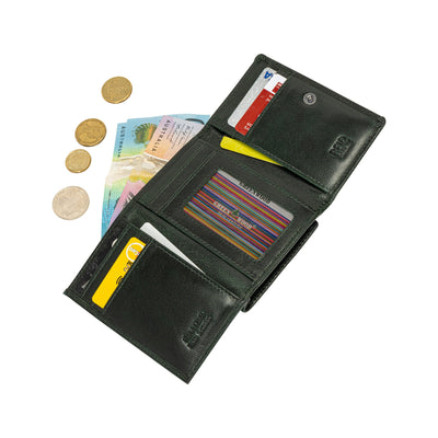 The Harvest — Women's Bottle Green Leather Bifold Wallet with Zip Coin Purse & RFID Protection - Greenwood Leather