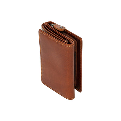The Harvest — Women's Camel Leather Bifold Wallet with Zip Coin Purse & RFID Protection - Greenwood Leather
