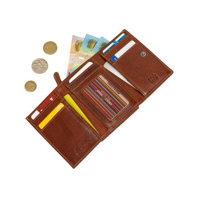 The Harvest — Women's Camel Leather Bifold Wallet with Zip Coin Purse & RFID Protection - Greenwood Leather