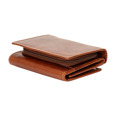 The Harvest — Women's Camel Leather Bifold Wallet with Zip Coin Purse & RFID Protection - Greenwood Leather