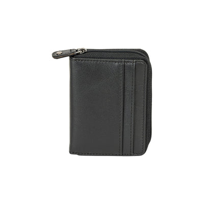 The Midnight | Women's Black Leather Zip - Around Accordion Card Wallet | Greenwood Leather - Greenwood Leather