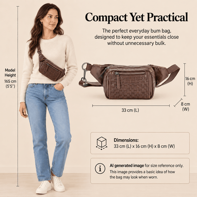 The Rambler Bum Bag β Vintage Dark Brown Leather Waist Bag with Crossbody Strap - Greenwood Leather