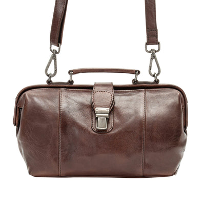 The Sawyer Doctor's Bag — Vintage Washed Leather Top Handle Satchel (Brown) - Greenwood Leather